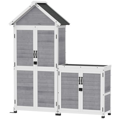 Ensemble armoire de jardin avec coffre extérieur assorti bois OUTSUNNY