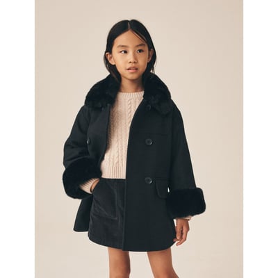 Manteau en laine bordée de imitation fourrure NEXT