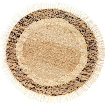 Tapis rond en jute laine et coton   avec franges RECOLLECTION