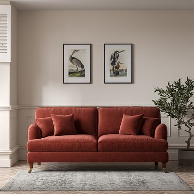 Emeline Velvet 4 Seater Sofa with Castor Legs ÉDITÉ