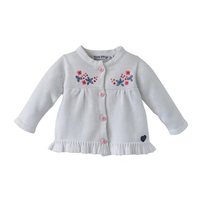 Cardigan bebe tricot elvira blanc SUCRE D'ORGE