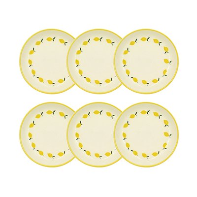 Lot de 6 assiettes creuses 20,5cm en grès, CITRON NOVASTYL