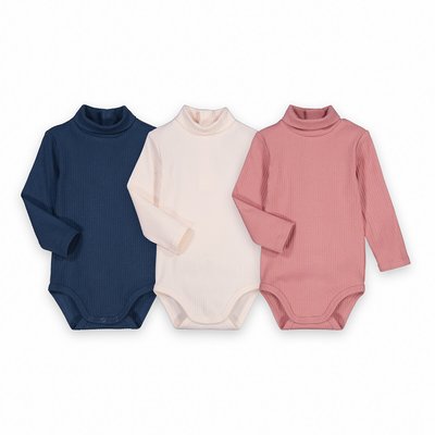 Lote de 3 bodies de cuello vuelto, de manga larga LA REDOUTE COLLECTIONS