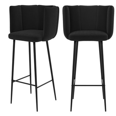 Lot de 2 chaises de bar en velours - ROSY RENDEZ-VOUS DÉCO