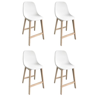Lot de chaises d'ilot et bar en chêne avec assise plastique 65cm ELIOS MOB IN