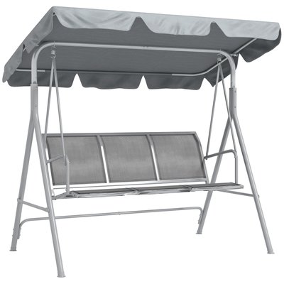 Balancelle de jardin 3 places avec pare-soleil gris clair OUTSUNNY