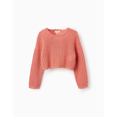 Pull Court en Maille Ajourée en Coton ZIPPY