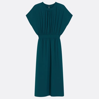 Abito lungo svasato, punto smock elasticizzato in vita LA REDOUTE COLLECTIONS