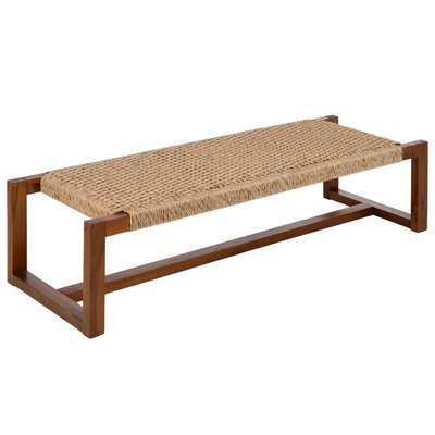 Banquette en teck et rotin synthétique 138x49x36cm WADIGA