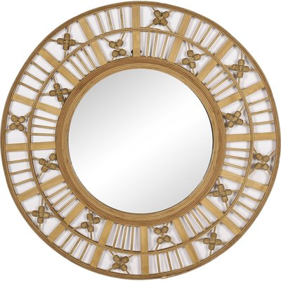 Miroir décoratif mural bois naturel motifs symboliques RECOLLECTION