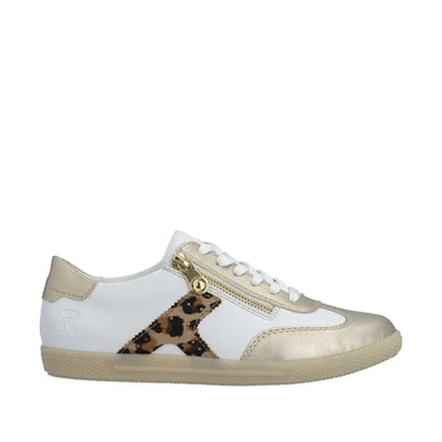 Tennis jaune à semelle à talon plat avec des lacets plats et un zip RIEKER
