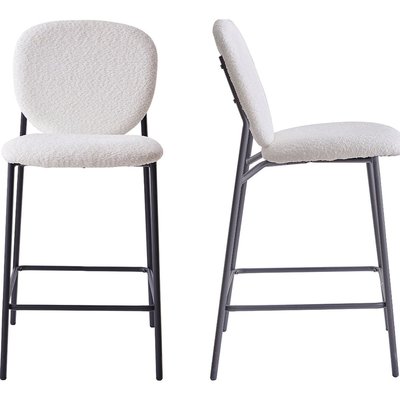 Lot de 2 tabourets de bar en tissu bouclette - BETTY HOMIFAB