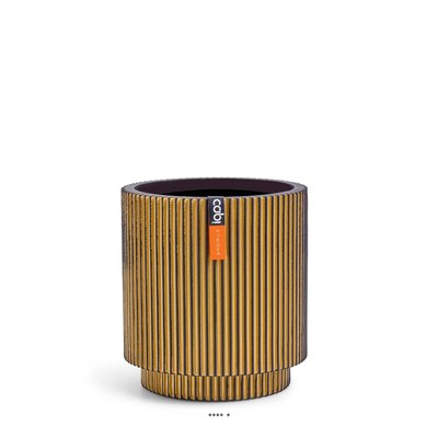 Superbe pot Groove doré forme cylindrique en plastique H 35 cm Doré ARTIFICIELLES