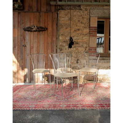 Lot de 4 chaises en métal chromé Alma N°1985 - Bon état DEBONGOUT