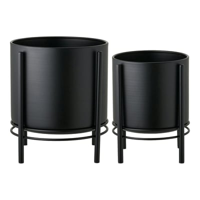 Cache-pot noir design sur petits pieds (lot de 2) PIER IMPORT