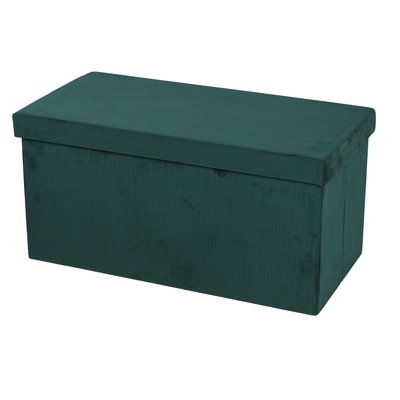 Banquette coffre de rangement velours côtelé vert 76x37.5x37.5cm WADIGA