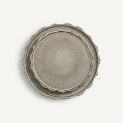 Lote de 4 platos de postre de gres esmaltado, Arigato AM.PM