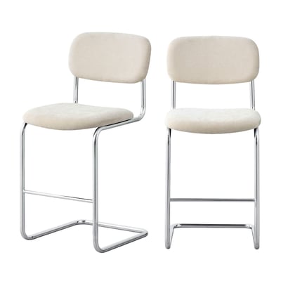 Lot de 2 tabourets de bar en tissu pieds chrome H65cm - MARCEL DRAWER