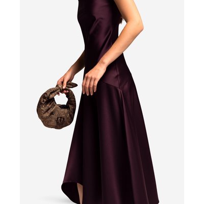 Robe midi couleur prune à décolleté asymétrique THE-ARE