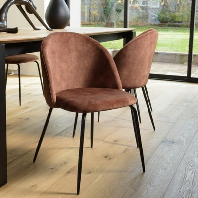 Chaise velours acajou dossier galbé (lot de 2) TIM PIER IMPORT