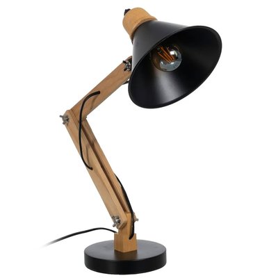 Lampe de bureau articulée métal noir et bois 39x19x55cm WADIGA