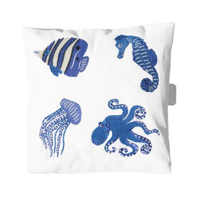 Coussin extérieur avec broderie poissons MX HOME
