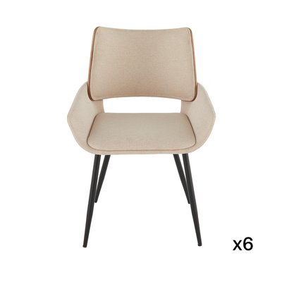 Lot de 6 chaises en tissu beige H81 cm - HORTENSE SIGNATURE