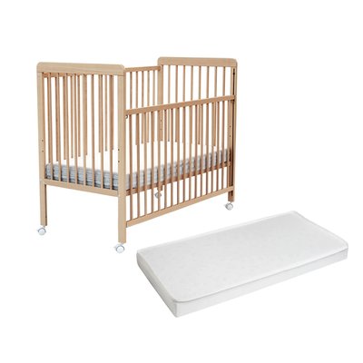Lit bébé coulissant en bois avec matelas en bois ESSENTIEL AT4