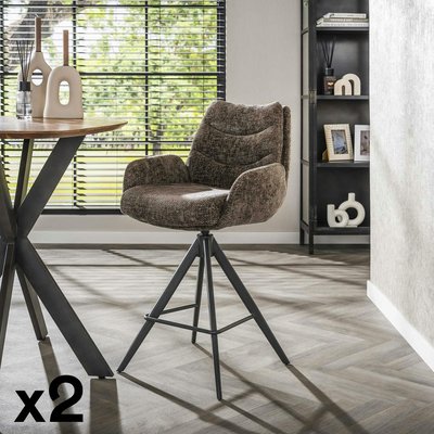 Tabouret de bar pivotant grand confort, finition taupe (lot de 2) TAJ PIER IMPORT