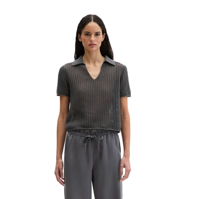 Polo en tricot ajouré régulier en mélange de coton et de lin bio MARC O'POLO