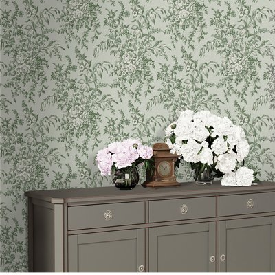 Papier peint Fleurs Picardie Sage LAURA ASHLEY