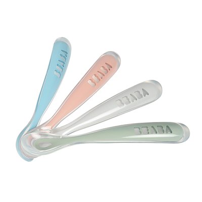 Lote de 4 colheres 1ª idade, em silicone BEABA