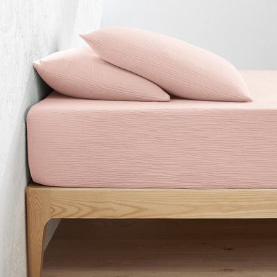 Fixleintuch Kumla aus Baumwoll-Musselin, uni, Steg 30 cm LA REDOUTE INTERIEURS