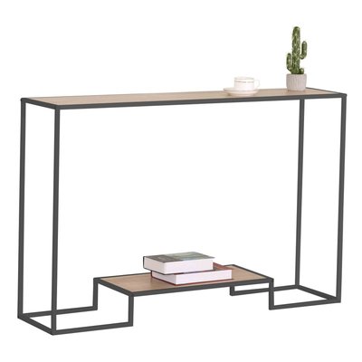 Console moderne 2 niveaux décor chêne L120cm CALICOSY