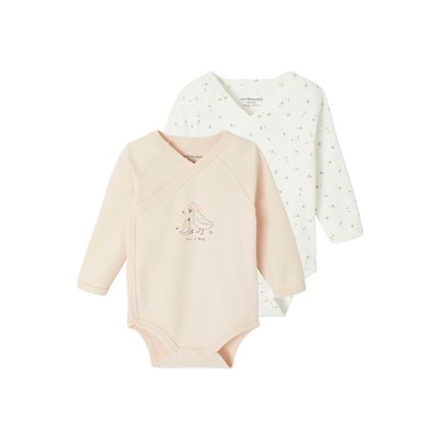Lot de 2 bodies manches longues ouverture naissance VERTBAUDET