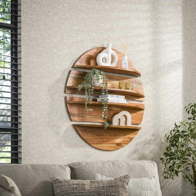Etagère murale décorative (lot de 4) en bois de margousier Ø 90 cm PIER IMPORT