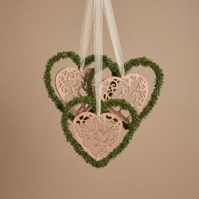 Coeur et pin natura à suspendre de noël décorative H20 SIA