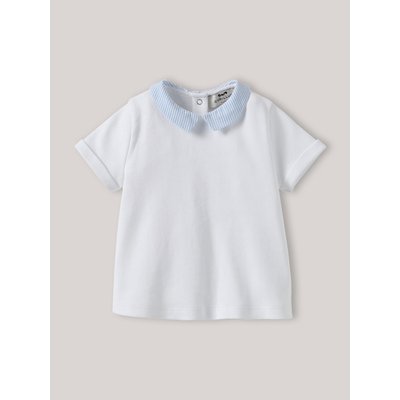 T-shirt col en seersucker en coton biologique CYRILLUS