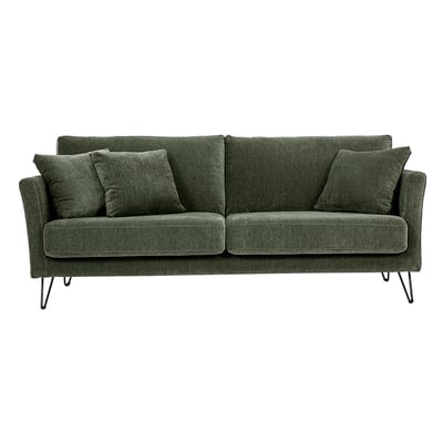 Canapé 3 places en tissu chenille beige et métal OSLO MILIBOO