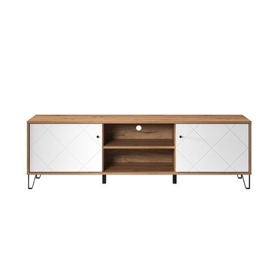 Meuble TV 2 portes et 2 niches blanc mat L183 cm - Touch CALICOSY