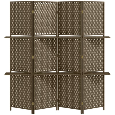 Séparateur de pièces 4 panneaux 2 étagères pliables HOMCOM