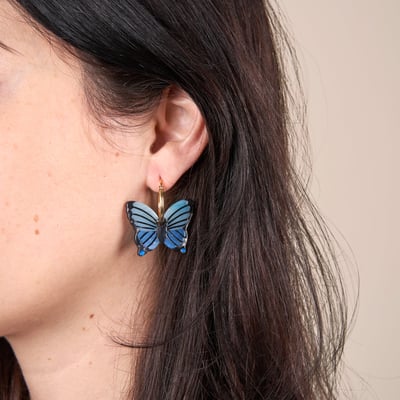 Boucles d'oreilles PAPILLON BLEU COUCOU SUZETTE