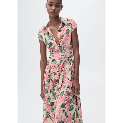 Robe chemisier imprimée avec ceinture MANGO