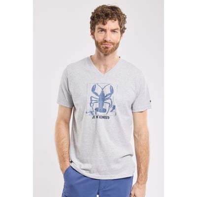T-shirt col V sérigraphié en coton léger ARMOR-LUX