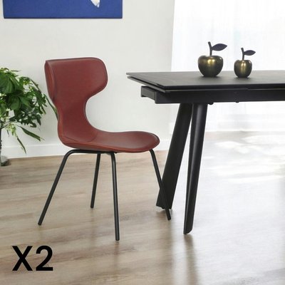 Chaise terracotta avec dossier en T, revêtement nettoyable (lot de 2) LOMBARDIE PIER IMPORT