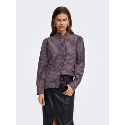 Checked Mandarin Collar Blouse ONLY
