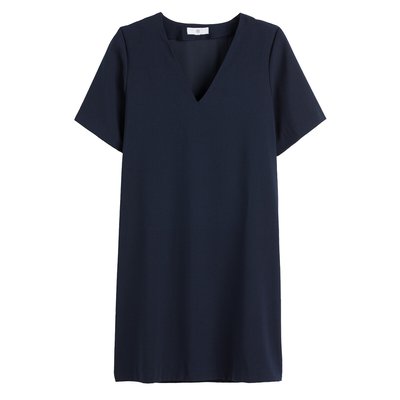 Vestido corto, cuello de pico, manga corta LA REDOUTE COLLECTIONS