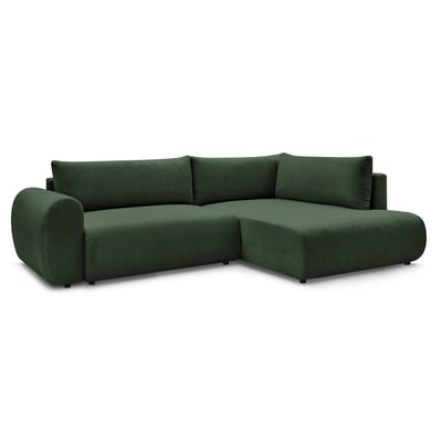 Canapé d'angle convertible 3 places en tissu lisse, LUCIEN BOBOCHIC