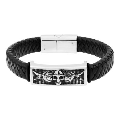 Bracelet en acier et cuir IROKOI
