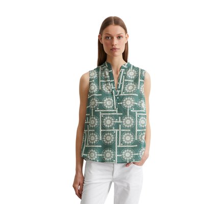 Blouse imprimée sans manches flared en voile de coton léger MARC O'POLO